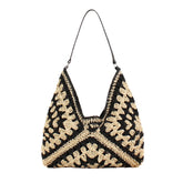 Stylish Straw Beach Bag for Women, Large Hand-Woven Purse with Vintage Top Handle, Wicker Handbag for Vacation, Outdoor, Holiday, Work, Everyday (Style5)